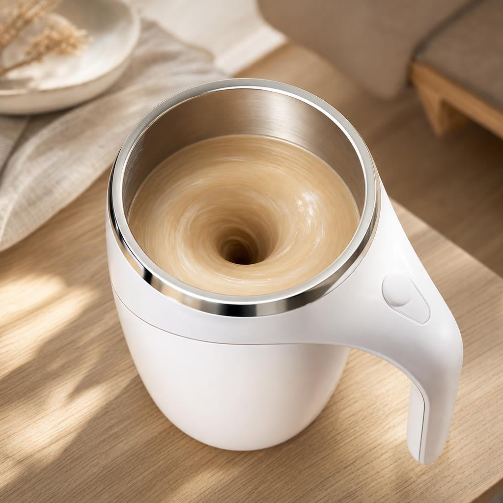 Café con leche girando solo dentro de la taza Calma
